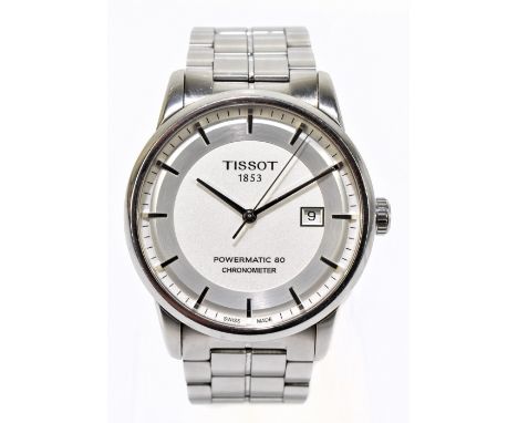 TISSOT; a Powermatic 80 stainless steel gentleman's chronometer with date aperture, sold with three spare links, diameter 42m