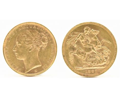 A Victoria full sovereign, young head, 1887.Additional InformationLight wear but good condition.