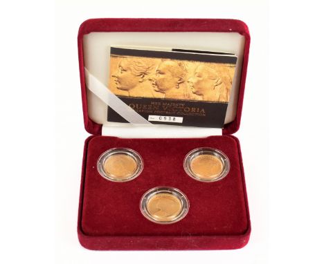 THE ROYAL MINT; HM Queen Victoria&nbsp;sovereign portrait collection, comprising 1881 young head sovereign, 1892 Jubilee head
