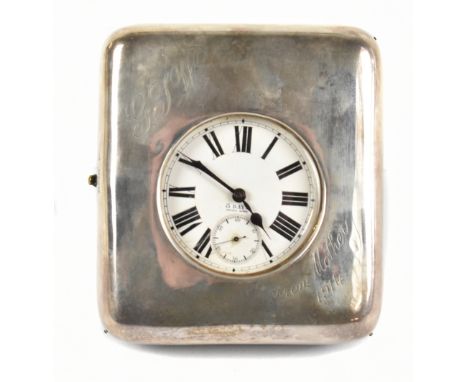 WILLIAM COMYNS; a George V hallmarked silver pocket watch case, engraved 'G.J.W. From Mother 1914', London 1914, with velvet 