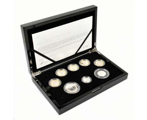 THE ROYAL MINT; the 2016 United Kingdom silver proof commemorative coin set, a cased set of eight coins from crown to 50p, in