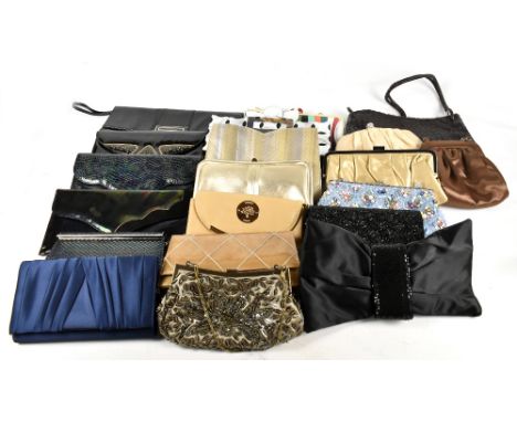 Nineteen vintage, mainly 1970s and 80s handbags including three Renata multicolour leather clutch bags, two Trickers clutch b