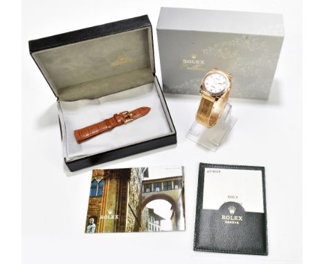 ROLEX, a gentleman's 18ct yellow gold manual wind Cellini wristwatch, the white dial set with batons and Arabic numerals, dia