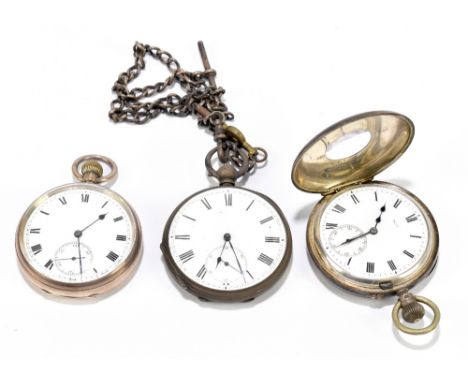 A Edward VII hallmarked silver half hunter crown wind pocket watch, the enamel dial set with Roman numerals and numbered 9257