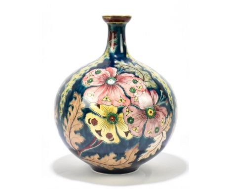 ROYAL BONN; a globular vase with elongated neck, 'Old Dutch' pattern, height 30cm.Additional InformationLight glaze crazing t