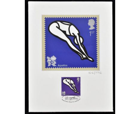 JULIAN OPIE; lithograph print of Royal Mail Olympics postage stamp, 'Aquatics/Diver (Print from London 2012 Venues Collection