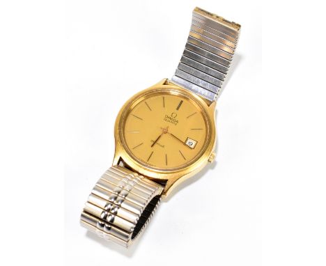 OMEGA; a gentleman's stainless steel and gold plated quartz De Ville wristwatch with date aperture, diameter 36mm, replaced b
