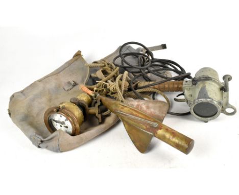 WALKERS CHERUB III SHIP-LOG; with brass gimballed dial, with enamelled face with two subsidiary dials, and a brass spinning p