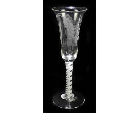 A 19th century ale glass, with engraved bowl and double opaque twist stem, height 19cm.&nbsp;Additional InformationLight age 