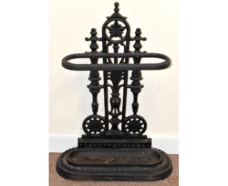 A cast iron stick stand of oval form, height 41cm.&nbsp;Additional InformationLightly grubby but good condition.&nbsp;