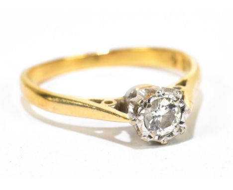 An 18ct yellow gold illusion set diamond solitaire ring, approximate size H 1/2,&nbsp;approximate weight 2g.&nbsp;
