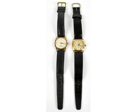 INVICTA; a gentleman's 9ct gold cased wristwatch, the dial set quarterly Arabic numerals and subsidiary seconds dial, diamete