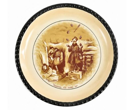 GRIMWADES, BAIRNSFATHER WARE; a Bruce Bairnsfather designed 'Souvenir of the Great War' plate, 'Keeping His Hand In', printed
