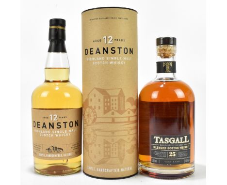 WHISKY; a single bottle, Tasgall blended Scotch whisky, very rare, 25 years old, 40%, 70ml, and a single bottle Deanston High