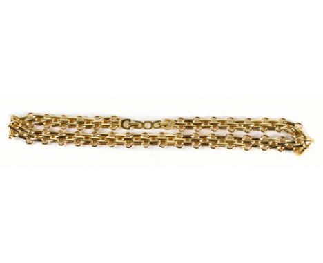 CHRISTIAN DIOR; a vintage gold tone metal heavy necklace with maker's logo engraved fasteners, in original grey felt monogram