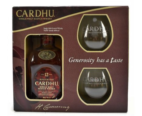 WHISKY; a cased boxed set of Cardhu single malt Scotch whisky, 70cl-40%, with two Cardhu whisky tumblers.&nbsp;