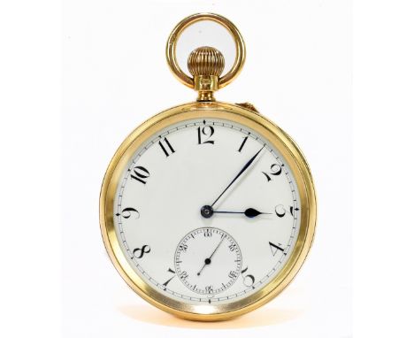 H.C. BODDINGTON, MANCHESTER; an 18ct gold crown wind pocket watch, the enamel dial with Roman numerals and subsidiary seconds