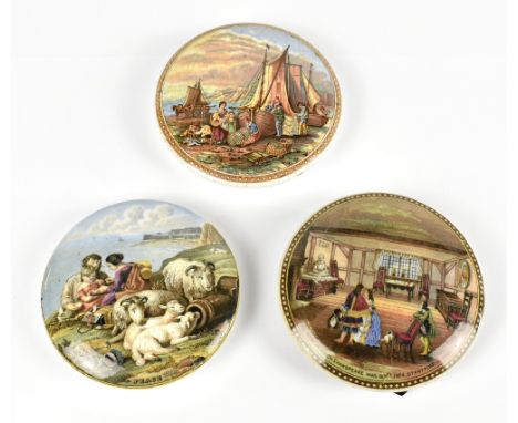 F. R. PRATTWARE; three pot lids, including Peace, and The Room in which Shakespeare was born (3)