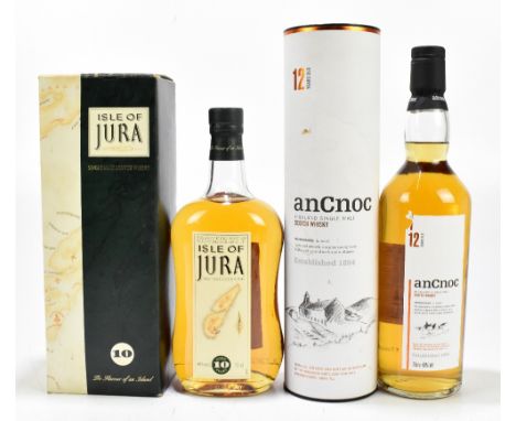 WHISKY; two bottles comprising Ancnoc Highland single malt Scotch whisky, 12 years old, 70cl-40%, and a single bottle of Isle