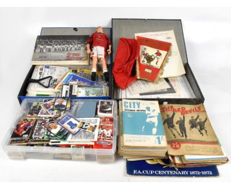 FOOTBALL MEMORABILIA; a collection of football programmes, ticket stubs, stickers and collectors' items, various clubs, to in