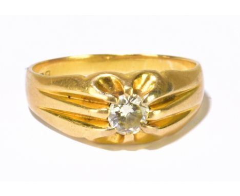 An 18ct yellow gold and diamond solitaire ring, the round brilliant cut stone weighing approximately 0.25cts, size R, 5.9g