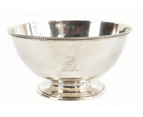 WILLIAM WRANGHAM WILLAMS; an early to mid-Victorian hallmarked silver plain circular bowl, with beaded rim, spreading foot an