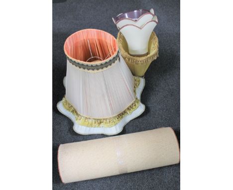 Six various lamp shades and a hall runner 