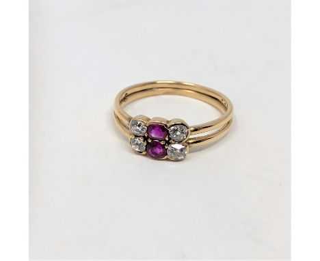 A ruby and old-cut diamond ring, size L