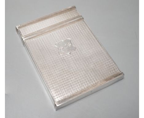 A late William IV engine turned silver card case, John Tongue, Birmingham, 1838, 96mm.