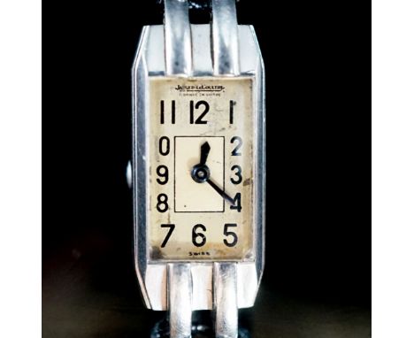 A lady's Jaeger Le Coultre Art Deco steel manual back wind wrist watch.