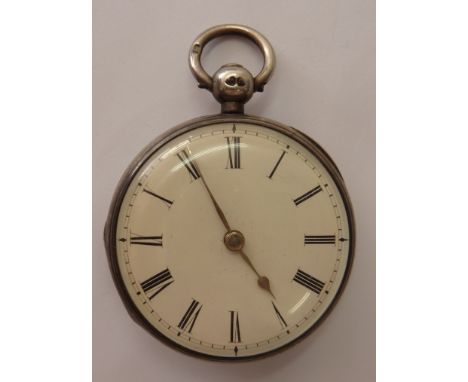 Ladies silver fob watch with white enamel dial, dated London 1847 with fusee movement and made by Johnson Of London. The case