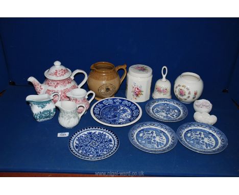 A quantity of china including Chessell pottery porcelain bowl, Beleek shell dish, J. Broadhurst teapot and jug, Dunketon Cide