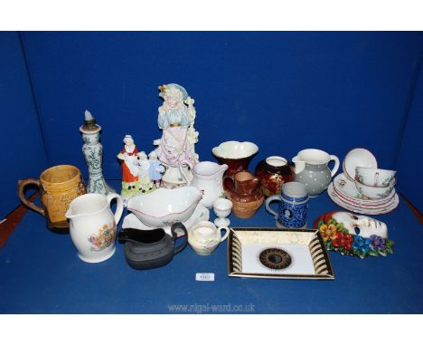 A large quantity of china including 'Luneville' part tea ware, two Crown Devon vases, Radford jug, Royal Worcester 'celebrati