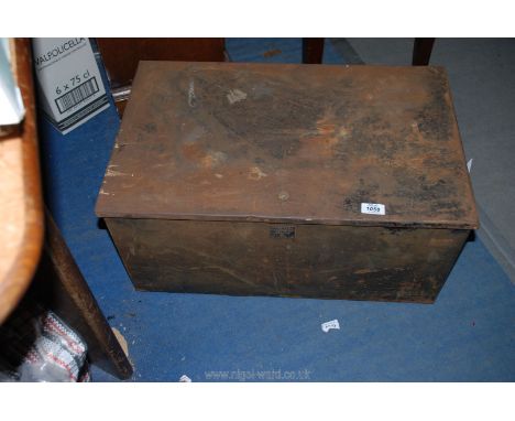 A WWII steel Storage Box with military broad arrow mark, 25'' wide x 16'' deep x 12'' wide.