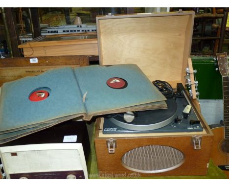 A 1960's Goldring Lenco record player/address system with records (mostly classical) and microphone in a Clarke &amp; Smith w
