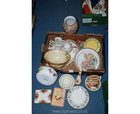 A large quantity of china to include; Aynsley 'Orchard Gold' cups &amp; saucers, two Duchess display plates, a Booths meat pl