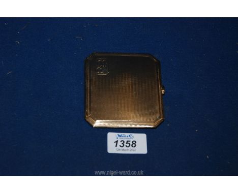 A 9 ct gold Cigarette Case with engine turned detail and Initials J.J. to the front, hallmarks for Birmingham 1927 (C) and ma
