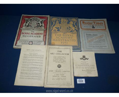 A quantity of Royal Academy illustrated catalogues for 1918 and 1951 exhibitions; Baxter Times 1923 journal for 19th century 