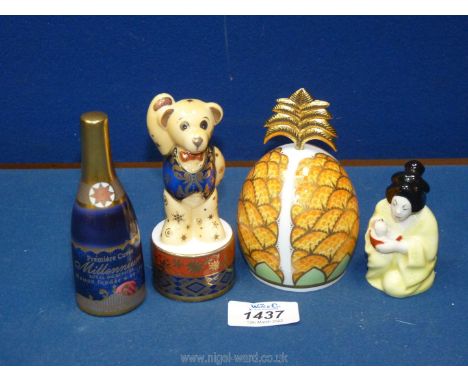 Four ''The Connaught Collection" Royal Worcester candle snuffers including 'Japanese Girl', 'To Celebrate the Millennium 2000