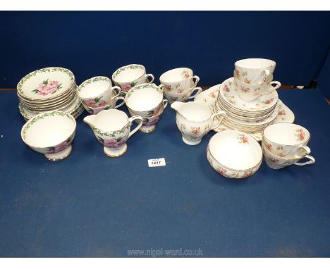 A Gladstone 'Laurel Time' part Teaset to include six cups, saucers and plates, jug and bowl, together with a Queen Ann part T