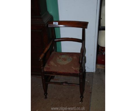 An antique child's Chair with tapestry seat.