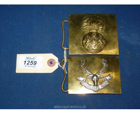 Two pre 1951 army Belt Buckles: Royal Scots Fusilers (Kings Crown) and Seaforth Highlanders, one stamped Hobson &amp; Sons to