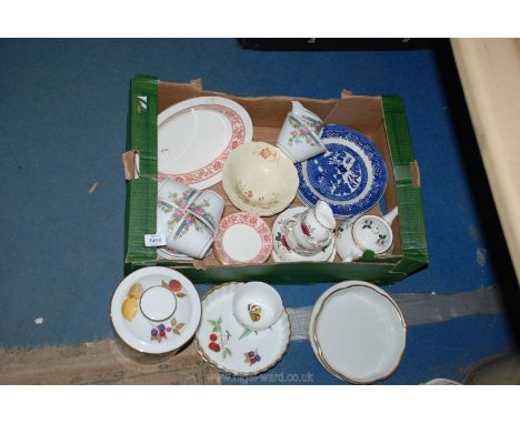 A quantity of miscellaneous china including; Royal Worcester 'Evesham' biscuit barrel, flan dishes, Duchess part tea set, J &