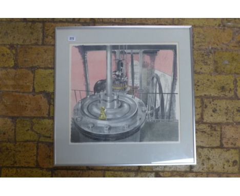 Richard Sell signed coloured print, The Old Pumping Engine Stretham, near Ely Cambs, 3/40 dated 1976 - 62cm x 62cm 