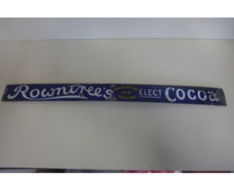 A Rowntree enamelled sign, 61x5cm, losses to enamel and bend to centre 