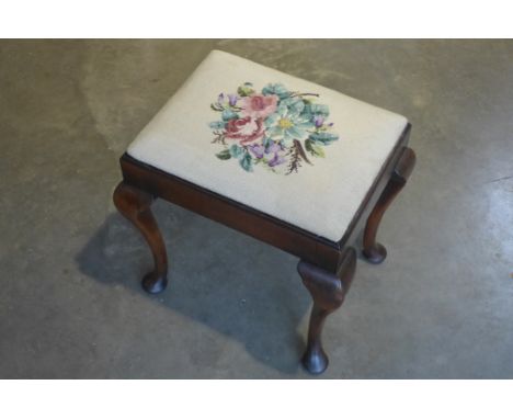 A circa 1930's dressing stool with needlepoint seat/upholstery - 49cm H x 50cm x 39cm 