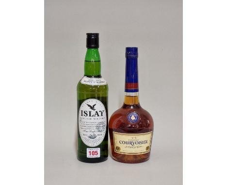 A 70cl bottle of Courvoisier VS cognac; together with a 70cl bottle of Islay whisky. (2) 