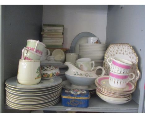 A mixed lot to include a French painted trinket box, mixed books, Doulton Rose Elegons and other items 