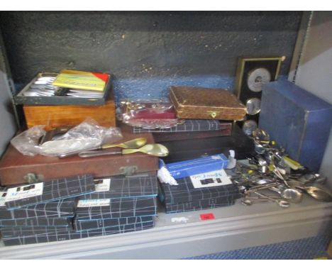 A mixed lot of mainly cutlery to include boxed Monte Carlo stainless steel cutlery and other items to include a barometer, ca