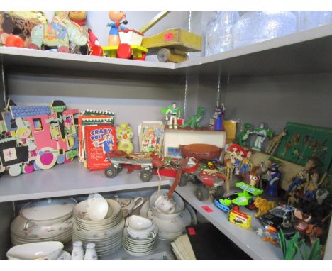 Mixed late 20th/early 21st century toys, mainly McDonalds, Toy Story figures, Disney Lion King models, a Noah's Ark set, a vi